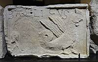 Bas-relief, Basilic, Calcaire, Eglise de Ste-Foy-les-Lyon, fin 11e-debut 12e (symbolise la calomnie) (1) (Lyon, Musee Gadagne)